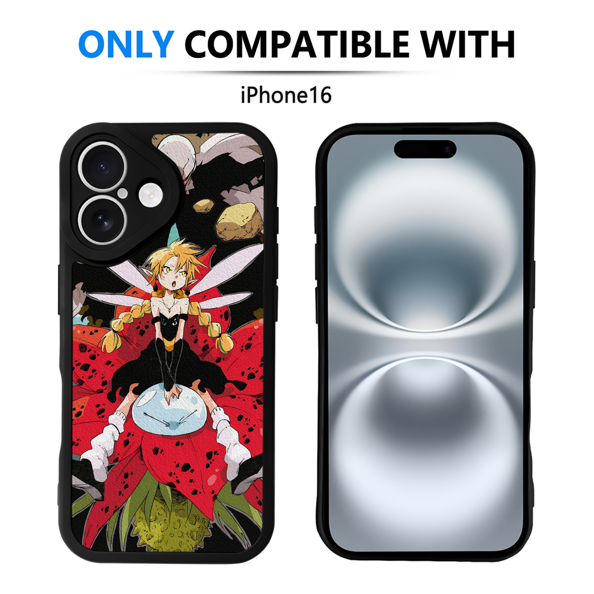 （画像用） 転スラ Regarding Reincarnated to Slime 【iPhone 16シリーズ対応】シリコンスマホケース（レザー調） 材質：シリコン